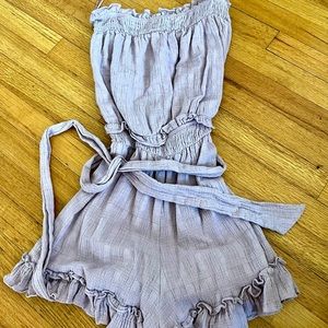 Purple strapless romper